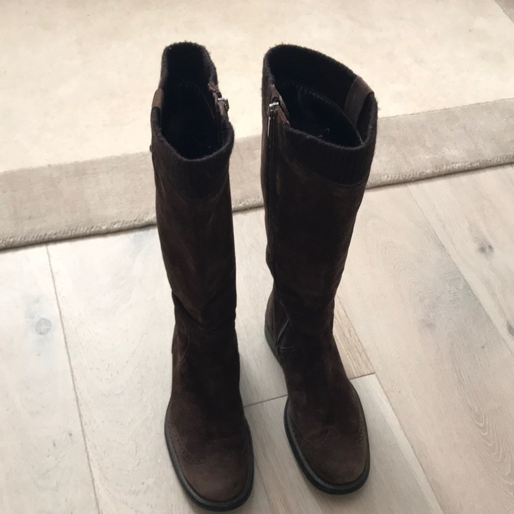 Aquatalia weatherproof brown suede tall boots